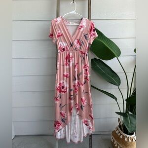 Floral Dusty Rose High-Low Dress